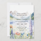Berglandschap met wilde bloemen QR-code bruiloft Kaart (Voorkant)
