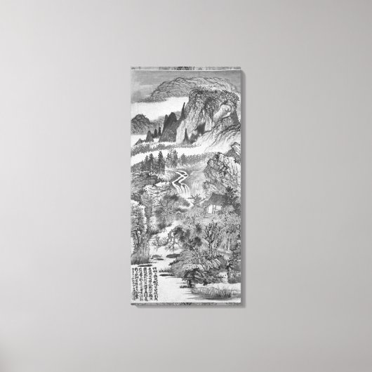 Berglandschap, na Huang Gongwang 1671 Canvas Afdruk (Voorkant)