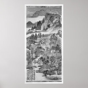 Berglandschap, na Huang Gongwang 1671 Poster