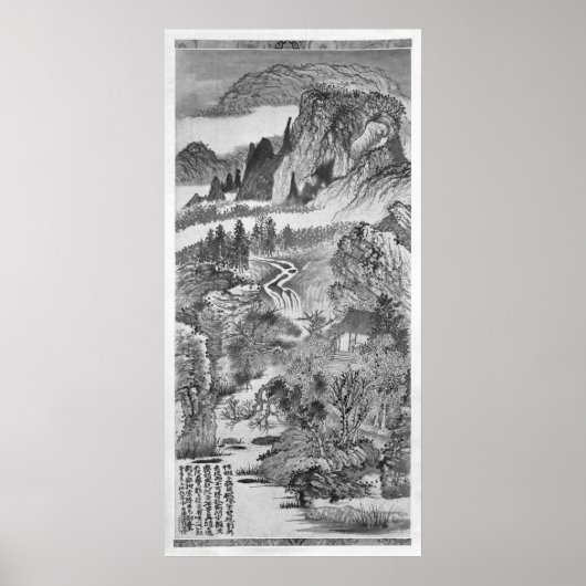 Berglandschap, na Huang Gongwang 1671 Poster (Voorkant)