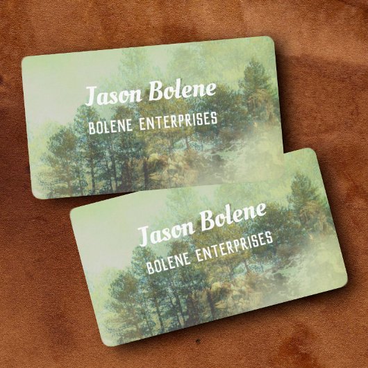 Berglandschap natuur Foto Kunst Pijnbomen Mist Visitekaartje