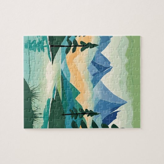 Berglandschap Natuur River Scenery Afbeelding Legpuzzel (Horizontaal)