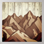 Berglandschap op rustieke houten achtergrond poster (Voorkant)