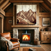 Berglandschap op rustieke houten achtergrond poster