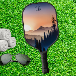 Berglandschap op Sunrise Monogram Pickleball Paddle