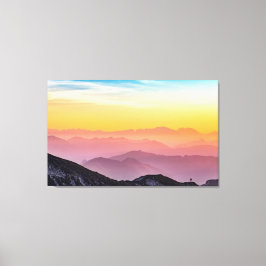 Berglandschap op zonsondergang canvas afdruk