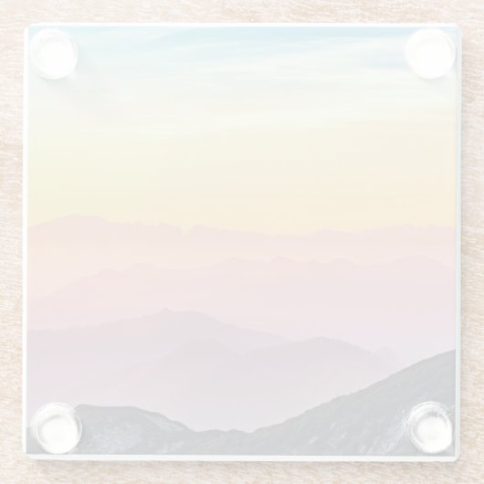 Berglandschap op zonsondergang glazen onderzetter (Achterkant)