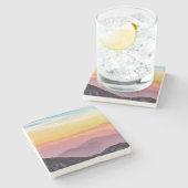 Berglandschap op zonsondergang stenen onderzetter (Zijkant)