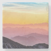 Berglandschap op zonsondergang stenen onderzetter (Voorkant)