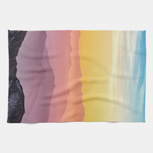 Berglandschap op zonsondergang theedoek (Horizontaal)