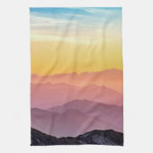 Berglandschap op zonsondergang theedoek (Verticaal)