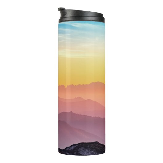 Berglandschap op zonsondergang thermosbeker (Geroteerd rechts)