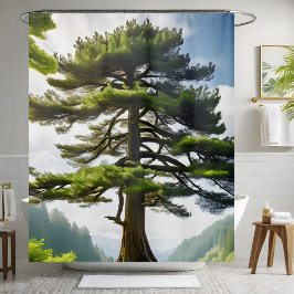 Berglandschap Pine Tree Schilderachtig Decoratie Douchegordijn