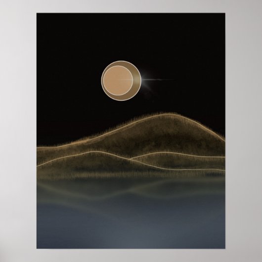 Berglandschap Retro Moonlight Poster (Voorkant)