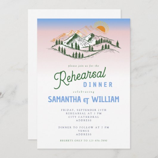 Berglandschap Rustiek groen repetitie diner Kaart (Voorkant / Achterkant)