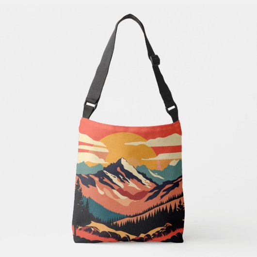 Berglandschap Scene Art Crossbody Tas (Voorkant)
