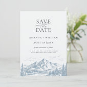 Berglandschap schets Save The Date kaart (Staand voorkant)
