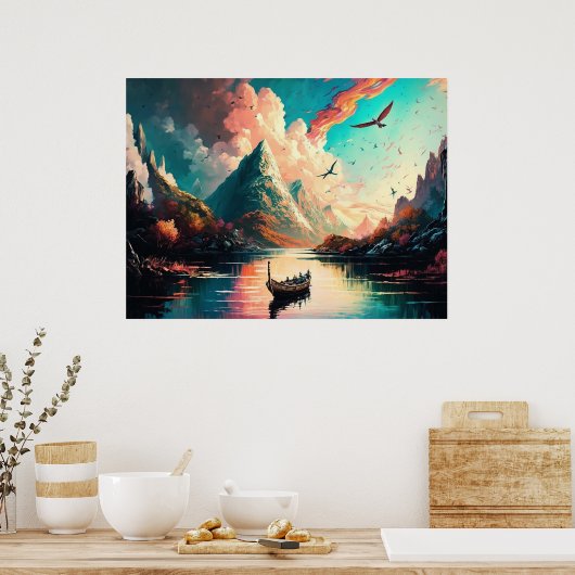 Berglandschap Schilderij Poster (Keuken)