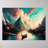 Berglandschap Schilderij Poster (Voorkant)