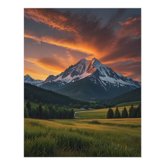 Berglandschap Uitzicht Foto Afdruk (Voorkant)