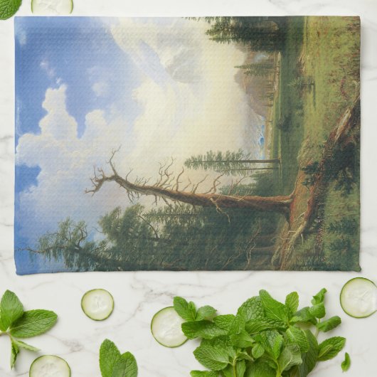 Berglandschap van Albert Bierstadt Theedoek (Gevouwen)