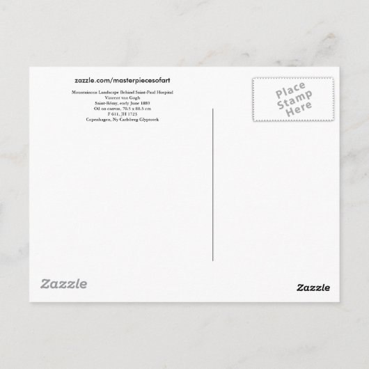 Berglandschap, Van Gogh Fine Art Briefkaart (Achterkant)