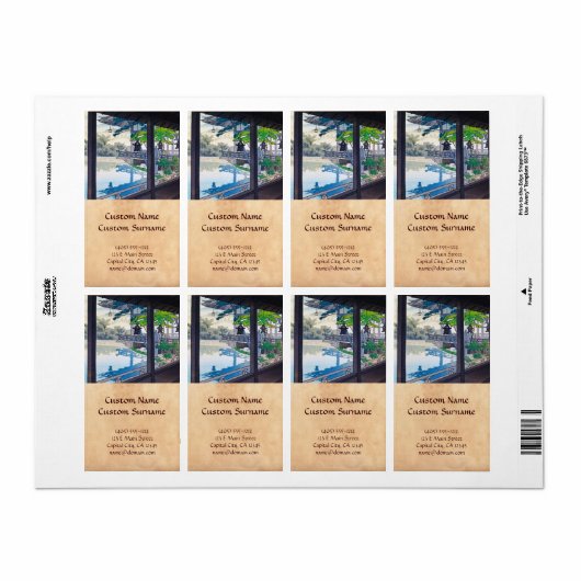 Berglandschap van het hol-japanse tuinmeer etiket (Full Sheet)