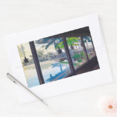 Berglandschap van het hol-japanse tuinmeer rechthoekige sticker (Envelop)