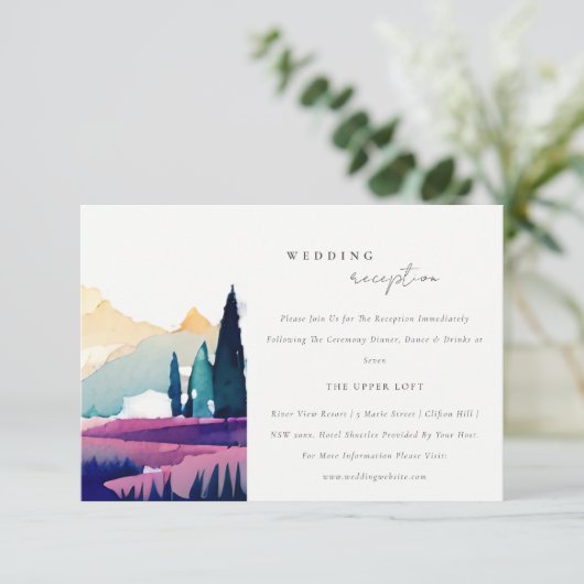 Berglandschap Veld Landschap Bruiloftsreceptie Informatiekaartje (Staand voorkant)