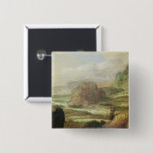 Berglandschap Vierkante Button 5,1 Cm (Voorkant /achterkant)