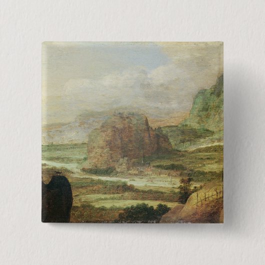 Berglandschap Vierkante Button 5,1 Cm (Voorkant)