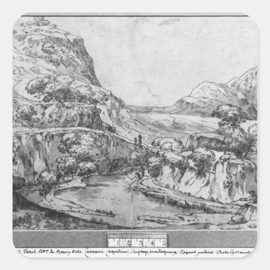 Berglandschap Vierkante Sticker (Voorkant)