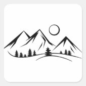 Berglandschap Vierkante Sticker (Voorkant)