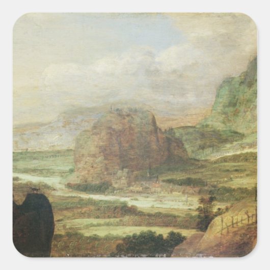 Berglandschap Vierkante Sticker (Voorkant)
