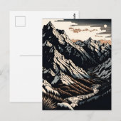 Berglandschap Vintage Travel Linocut Art Briefkaart (Voorkant / Achterkant)
