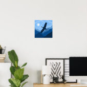 Berglandschap. Vlucht van een vogel Poster (Thuiskantoor)