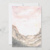 Berglandschap Watercolor Roze Lucht Trouwen Kaart (Achterkant)
