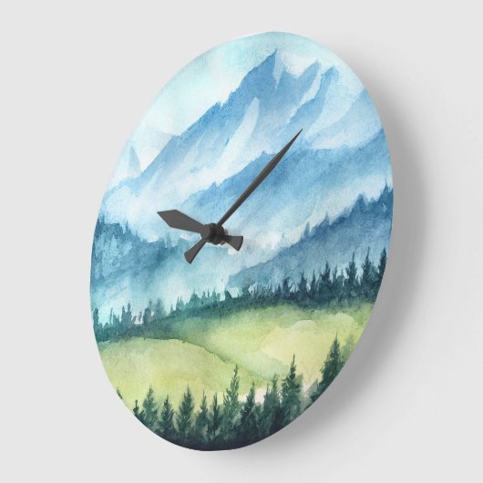 Berglandschap, waterverf artistiek illustreren grote klok (Hoek)