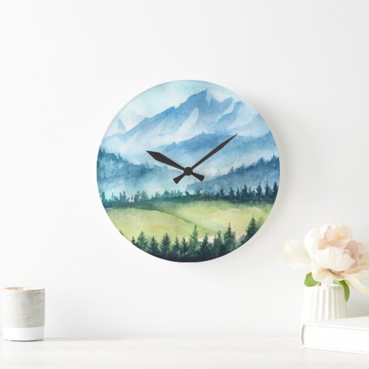 Berglandschap, waterverf artistiek illustreren grote klok (Huis)