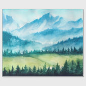 Berglandschap. Waterverf illustratie. Cadeaupapier (Vlak)