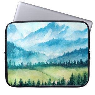 Berglandschap. Waterverf illustratie. Laptop Sleeve