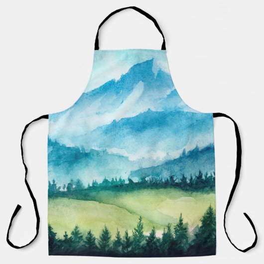 Berglandschap. Waterverf illustratie. Schort (Voorkant)