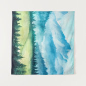 Berglandschap. Waterverf illustratie. Wandkleed (Voorkant (horizontaal))