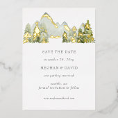 Berglandschap Waterverf Rustic Save The Date Folie Uitnodiging (Voorkant)