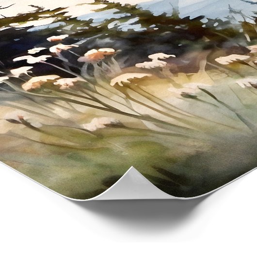 Berglandschap Waterverf Schilderij Kunst Print (Hoek)