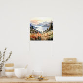 Berglandschap Waterverf Schilderij Kunst Print (Keuken)