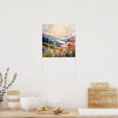Berglandschap Waterverf Schilderij Kunst Print (Keuken)