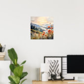 Berglandschap Waterverf Schilderij Kunst Print (Thuiskantoor)
