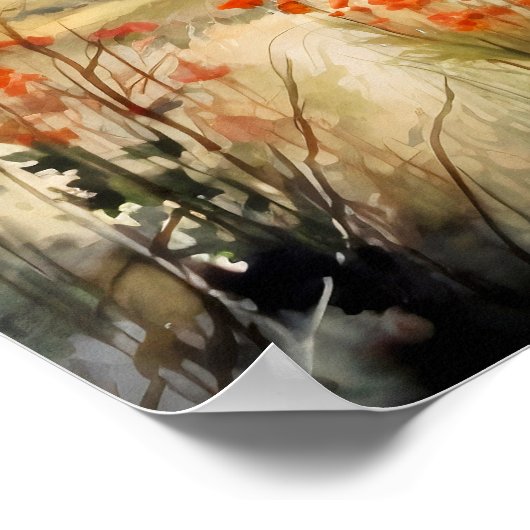 Berglandschap Waterverf Schilderij Kunst Print (Hoek)