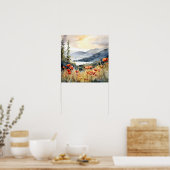 Berglandschap Waterverf Schilderij Kunst Print (Keuken)